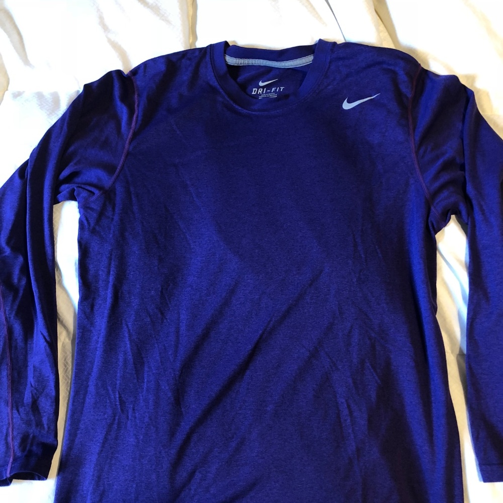 Nike Long Sleeve Dri-Fit Tee, Purple (Medium)
